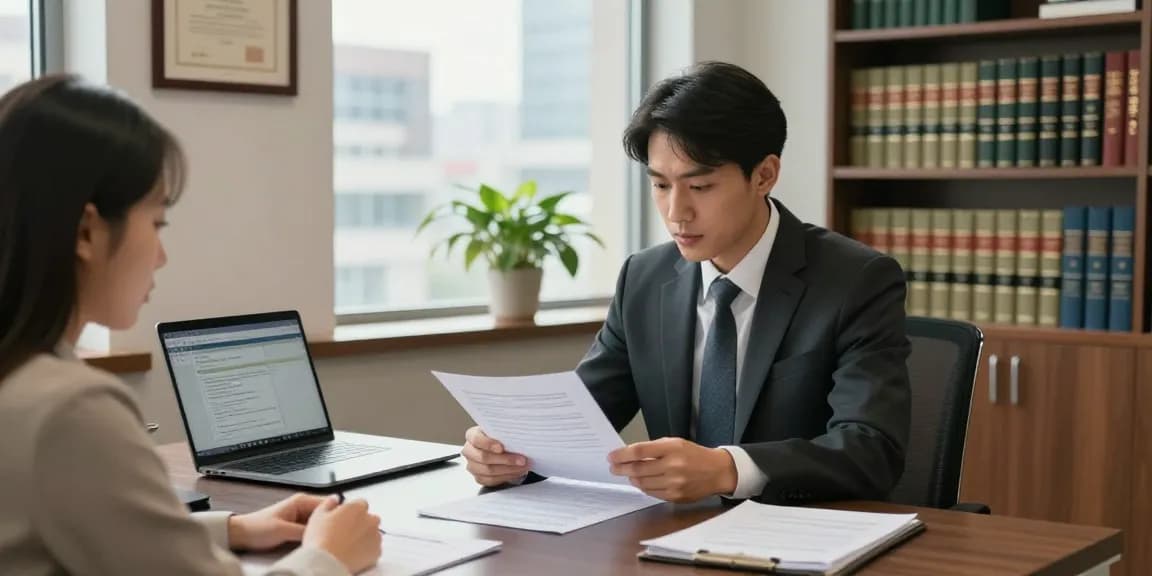 Professional legal consultation scene at home page of J.K. Chaudhary & Associates, showcasing attorney-client engagement.