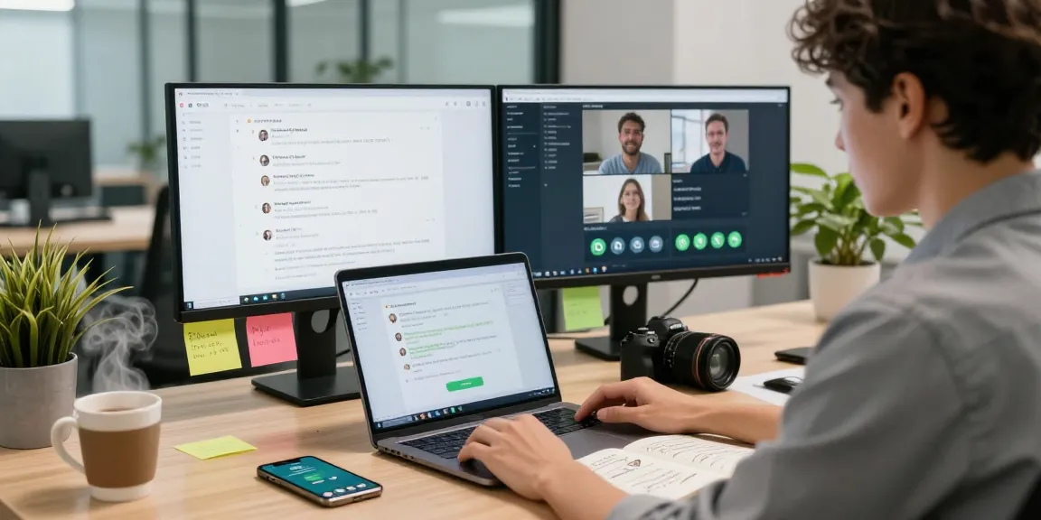 Using WhatsApp網頁版 for seamless communication in a modern workspace.