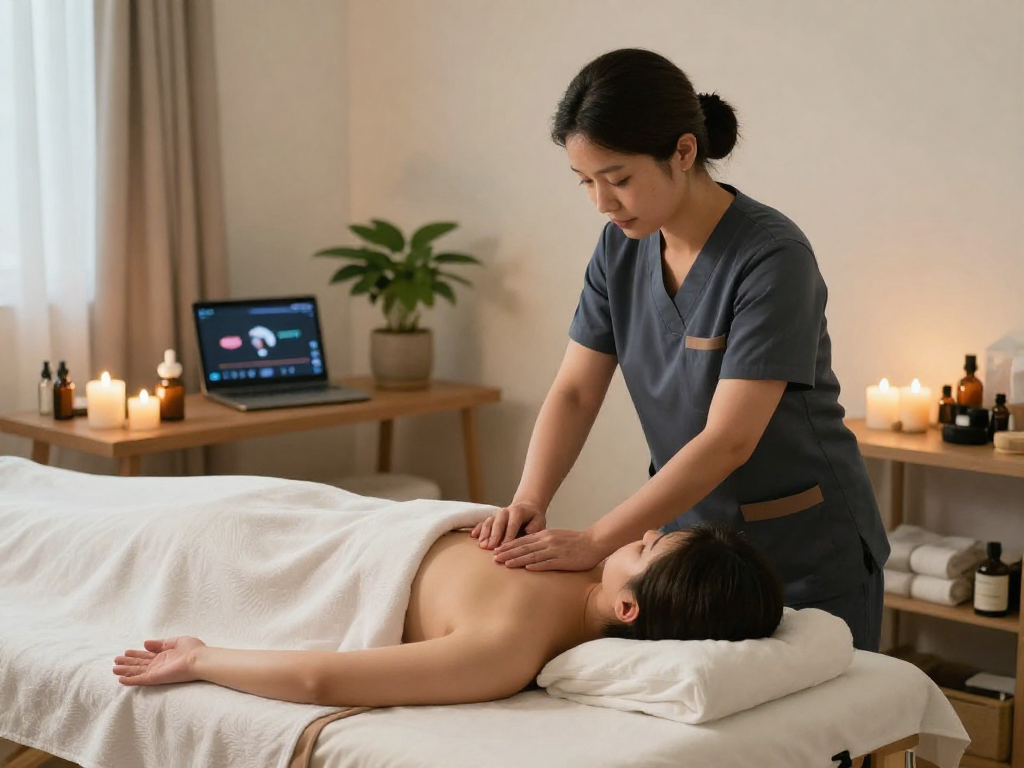 Experience a calming 영등포출장마사지 with a professional therapist in a cozy home setting.