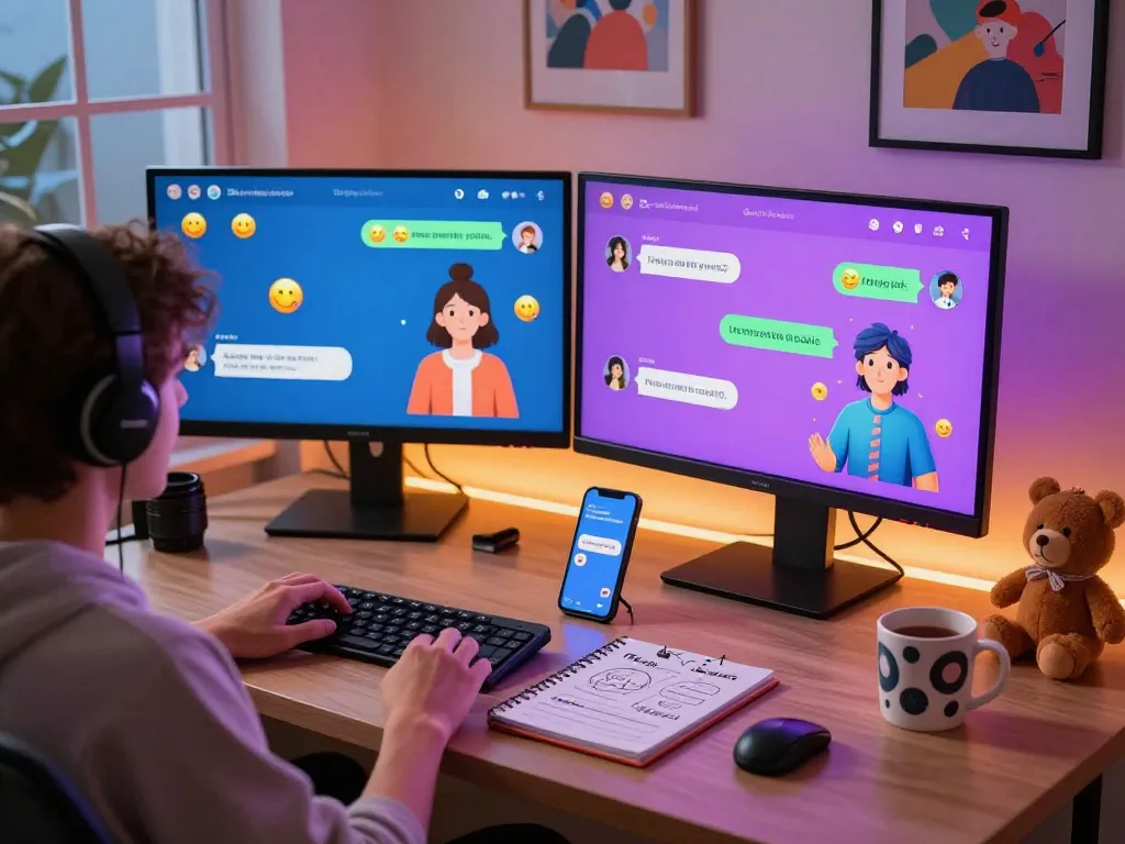 Engaging nsfw chat bot experience in a vibrant digital workspace