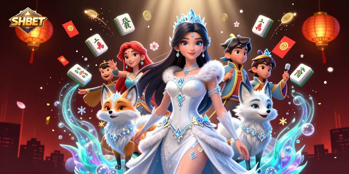 Engage with SHBET in a vibrant casino-themed illustration featuring festive elements and dynamic characters.