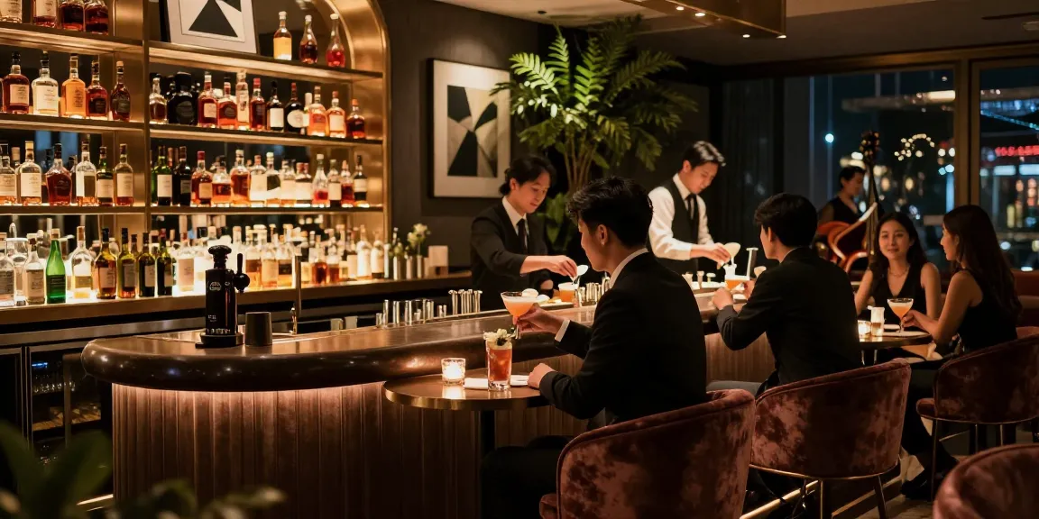 강남블랜딩의 고급스러운 분위기와 세련된 바 배경을 담은 이미지