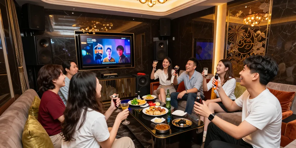 강남쩜오에서 프리미엄 노래방과 함께하는 즐거운 모임의 모습