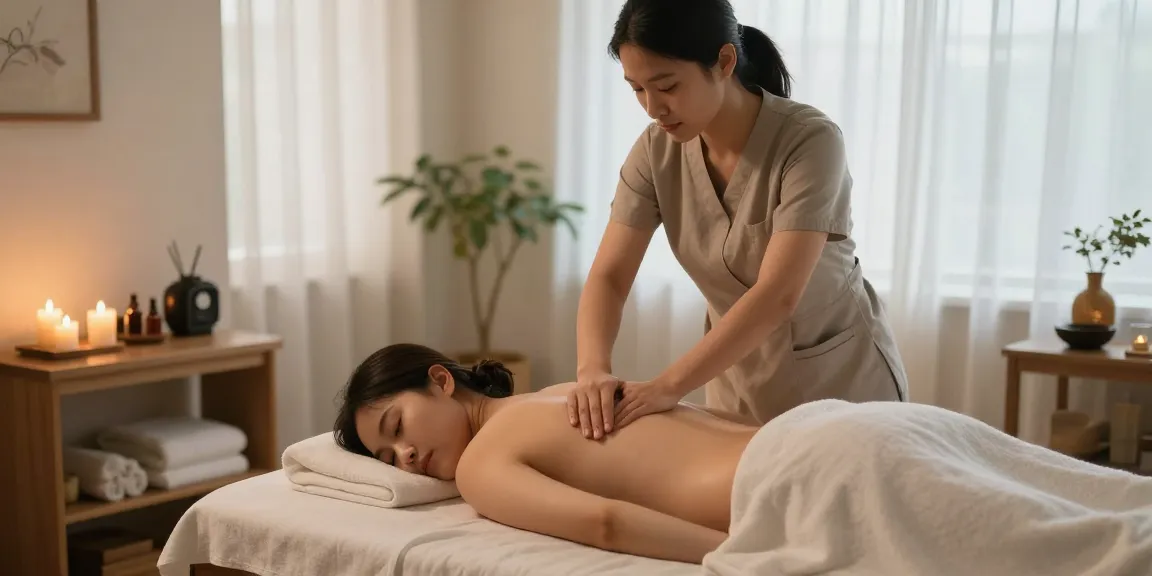 동탄마사지 전문 테라피스트가 고객에게 깊은 마사지 서비스를 제공하는 편안한 마사지 스튜디오