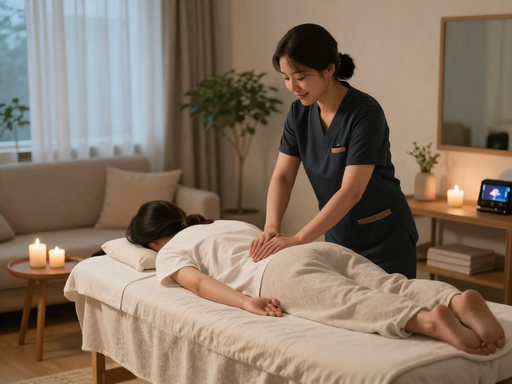 Uijeongbu professional 의정부출장안마 session in a cozy home environment.