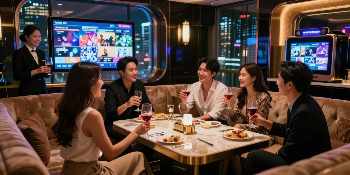 강남쩜오에서 고급스러운 분위기 속 지인들과 즐거운 시간을 보내는 모습