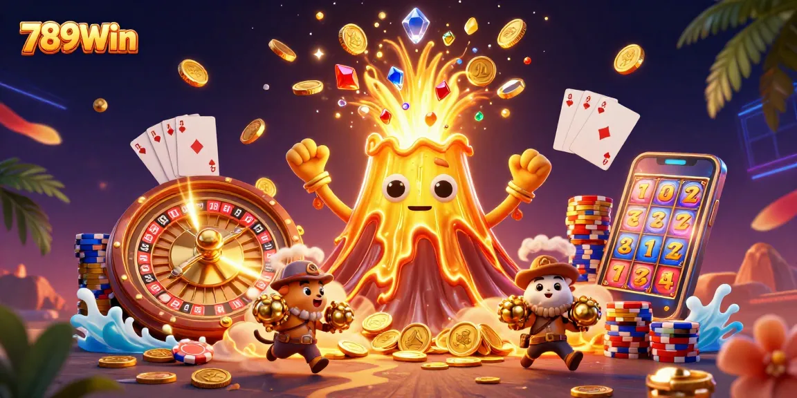 Experience 789Win’s riveting casino excitement with cascading coins and golden treasures.